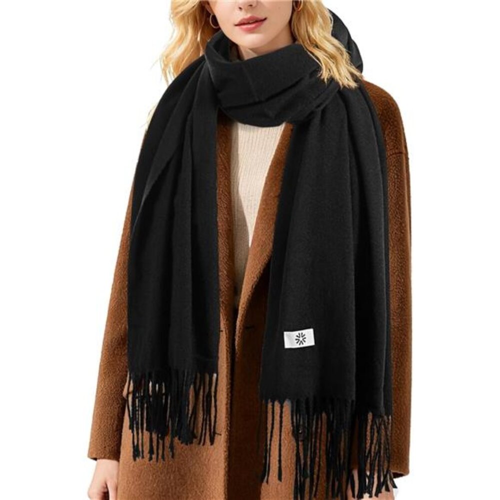 Women's Scarf Shawl Fringe Classic Black